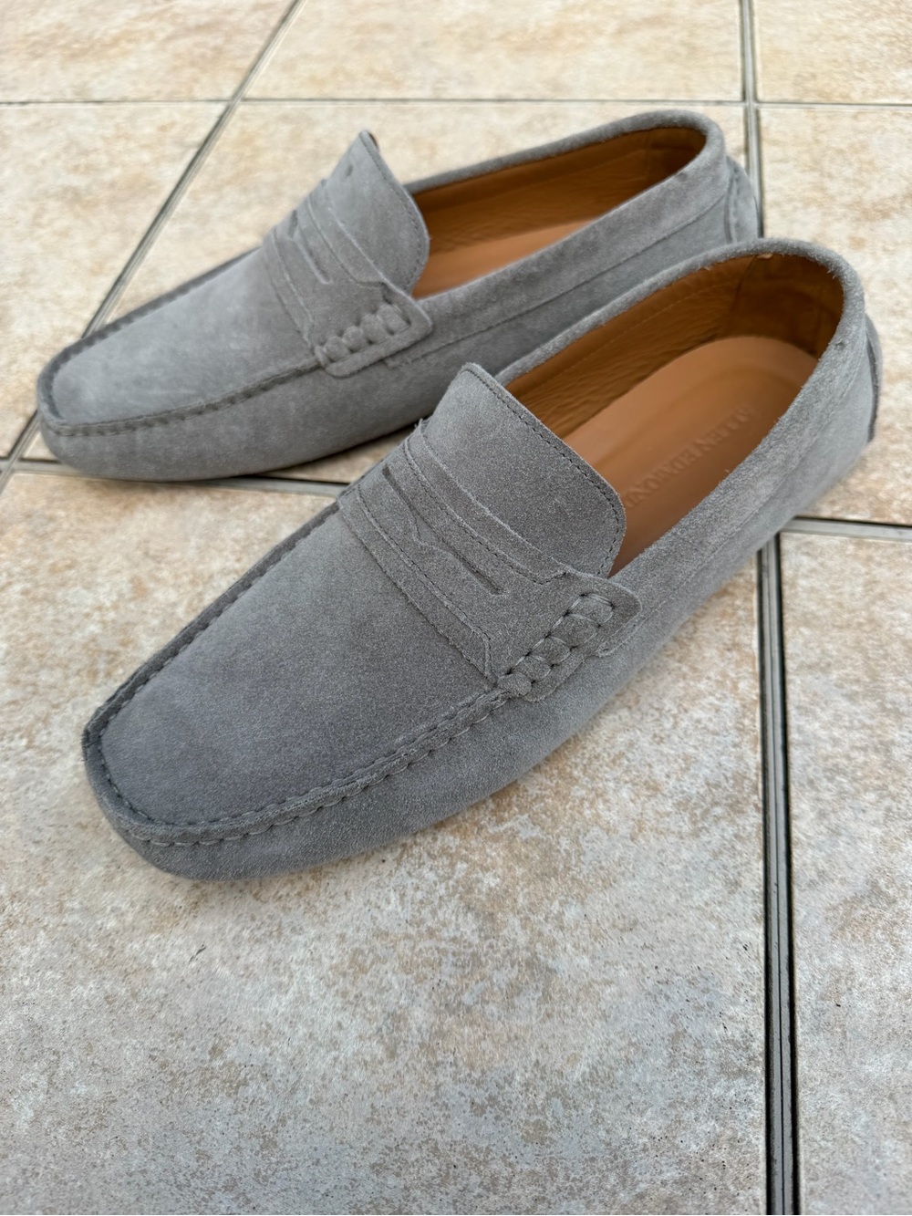 Allen Edmonds Men's Lewis Penny Loafer  Grey Suede Driving Moc